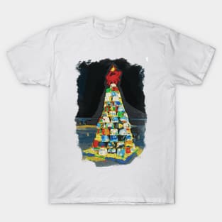 Crab Basket Christmas Tree with Lights in Watercolor T-Shirt